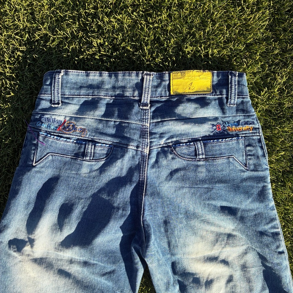 Vintage Y2K Fashion Wear Jeans 26x33 Denim Faded Slim Skinny Jeans Embroidered - Picture 8 of 10